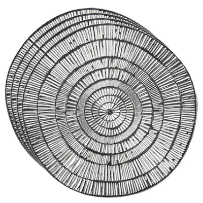 Set van 4x stuks ronde Placemats metallic zilver look diameter 38 cm