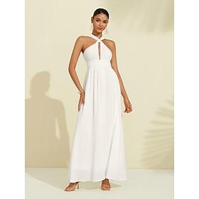 elegante maxi-jurk van chiffon wit halter voor dames