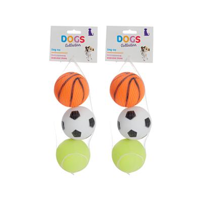 Pets Collection Hondenspeelgoed - 6x - speelballen - pvc - 6,5 cm - voetbal basketbal tennisbal