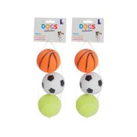 Pets Collection Hondenspeelgoed - 6x - speelballen - pvc - 6,5 cm - voetbal basketbal tennisbal