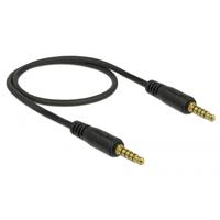 DeLOCK stereo jack 3,5 mm 5-pin (male) > 3,5 mm 5-pin (male) kabel (zwart, 0,5 meter)