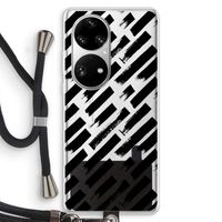 Zwarte vegen: Huawei P50 Pro Transparant Hoesje met koord