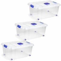 3x Opslagbakken/organizers met deksel 36 liter 59 cm transparant