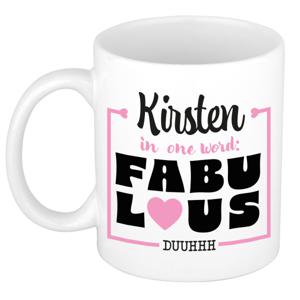 Naam mok Kirsten - wit - Fabulous - keramiek - 300 ml - cadeau collega beker