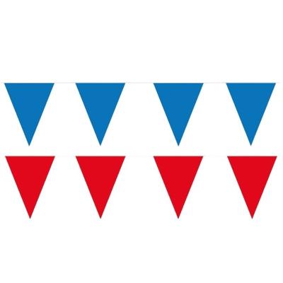 Rode/blauwe feest punt vlaggetjes pakket - 80 meter - slingers / vlaggenlijnen - kunststof