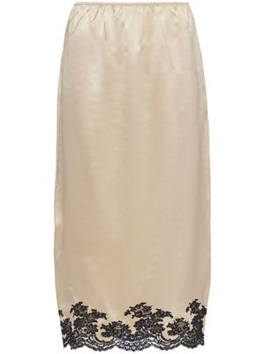 Prada jupe mi-longue en satin - Tons neutres