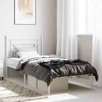 Bedframe met hoofdbord metaal wit 90x190 cm