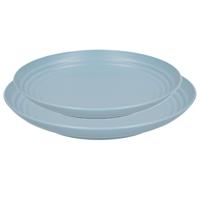 Plasticforte camping borden set - blauw - kunststof - 2 soorten - 12x stuks - onbreekbaar servies