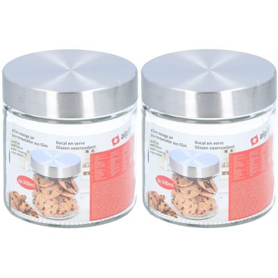 2x Glazen luxe voorraadpotten/voorraadbussen 500 ml