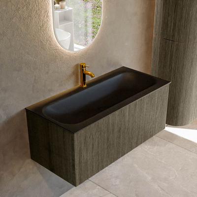 Badmeubel Mondiaz Kurve | 100 cm cm | Meubelkleur Shadow | Wastafelkleur Urban | Solid surface | Wasbak midden spoelbak | 1 kraangat