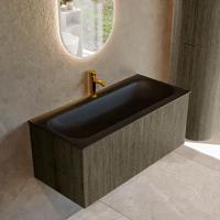 Badmeubel Mondiaz Kurve | 100 cm cm | Meubelkleur Shadow | Wastafelkleur Urban | Solid surface | Wasbak midden spoelbak | 1 kraangat