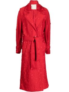 Elie Saab trench à fleurs brodées - Rouge