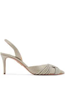 Aquazzura escarpins ornés de cristaux à bride arrière 75 mm - Argent