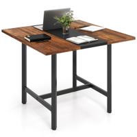 100 cm Vierkante Vergadertafel Vergadertafel met Versterkt Tafelblad en Robuust Metalen Onderstel