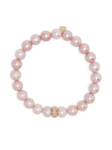 Sydney Evan bracelet en or 14ct orné de perles et de diamants - Rose