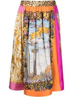 Moschino graphic-print silk midi skirt - Jaune - thumbnail