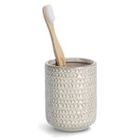 Tandenborstelhouder - keramiek - beige - D8 x H10 cm - structure