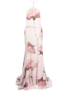 Blumarine robe longue fleurie à dos nu - Rose