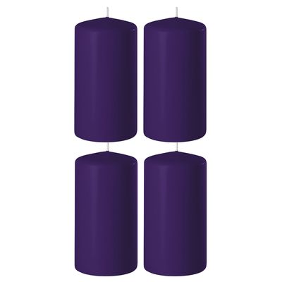 4x Paarse cilinderkaarsen/stompkaarsen 6 x 12 cm 45 branduren 4x Paarse cilinderkaarsen/stompkaarsen 6 x 12 cm 45 branduren