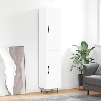 Hoge kast 34,5x34x180 cm bewerkt hout wit