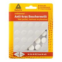 Deltafix Anti-krasvilt - 20x - wit - 17 mm - rond - zelfklevend - meubel beschermvilt   -