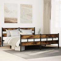 Bedframe zonder matras metaal gerookt eikenkleurig 193x203 cm