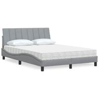 Bed met matras "Hanko" stof lichtgrijs 140x200 cm