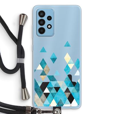 Gekleurde driehoekjes blauw: Samsung Galaxy A52 Transparant Hoesje met koord
