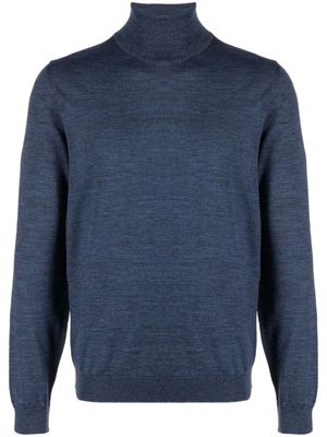 BOSS pull en laine vierge à col roulé - Bleu