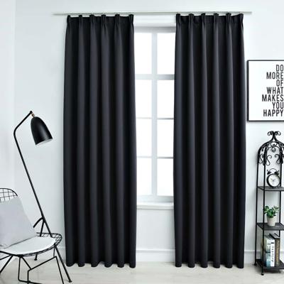 VidaXL Gordijnen verduisterend met haken 2 st 140x175 cm zwart