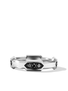 David Yurman bague Hex 6 mm sertie de diamants - Argent