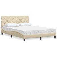 Bed met matras stof crèmekleurig 140x190 cm
