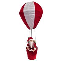 Luchtballon met kerstman decoratie figuur - 97 cm - rood/wit - kerstdecoratie figuren