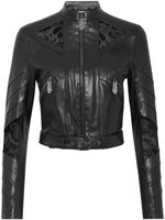 Philipp Plein lace-embellished leather jacket - Noir