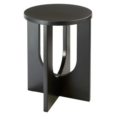 Bijzettafel/salontafel Bloom - zwart - MDF hout - rond - Planten verhoger