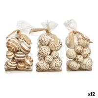 Set decoratieve ballen Gift Decor Wit Bruin 14 x 31 x 10 cm (12 Stuks)