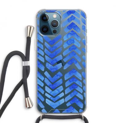 Blauwe pijlen: iPhone 12 Pro Max Transparant Hoesje met koord