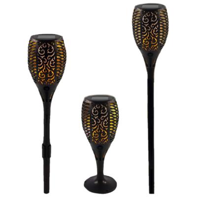 Set van 3x stuks solar tuinlamp / fakkel - vlameffect - op zonne-energie - zwart - 78 cm - tuinfakke