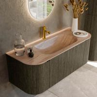 Badmeubel Mondiaz Kurve-Dlux | 120 cm | Meubelkleur Shadow | Wastafelkleur Saba | Solid surface | Wasbak midden spoelbak | 1 kraangat