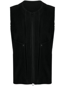 Homme Plissé Issey Miyake gilet nervuré à col rond - Noir