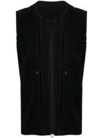 Homme Plissé Issey Miyake gilet nervuré à col rond - Noir