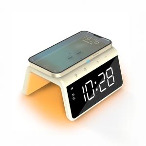 Digitale Wekker - Draadloze Oplader Voor Telefoon - Wake Up Light - Geel (HCG019QI-YE)