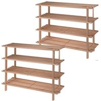 2x stuks houten schoenenrek/schoenenstandaard 4-laags 77 x 26 x 65 cm