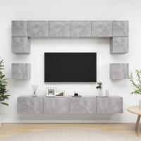 8-delige Tv-meubelset bewerkt hout betongrijs