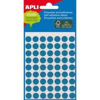 Apli ronde etiketten in etui diameter 8 mm, blauw, 288 stuks, 96 per blad (2045)
