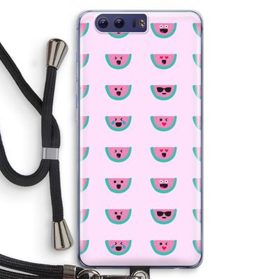 Smiley watermeloenprint: Honor 9 Transparant Hoesje met koord