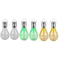 Solar sfeer tuin hanglampje - 6x stuks - wit / geel / groen - 15 cm - kunststof - sfeerverlichting