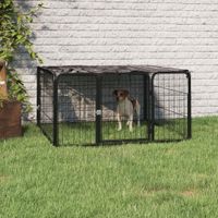 Hondenkennel 4 panelen 100x50 cm gepoedercoat staal zwart