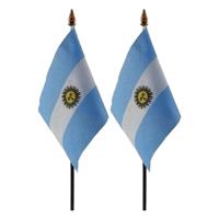 Argentinie - 2x - mini vlaggetje van 10 x 15 cm op stokje - Landen vlag - H27 cm