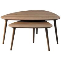 Giga Living - Salontafel Eikenhout Driehoek - Set van 2 - Donkerbruin